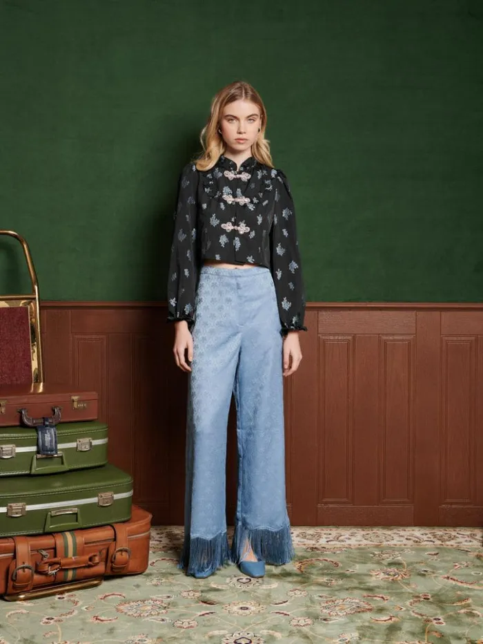 Womenswear Bottoms Sister Jane Miroir Fringe Trousers Dutch Blue