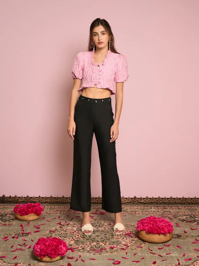 Womenswear Bottoms Sister Jane Priya Embellished Trousers Black Satin
