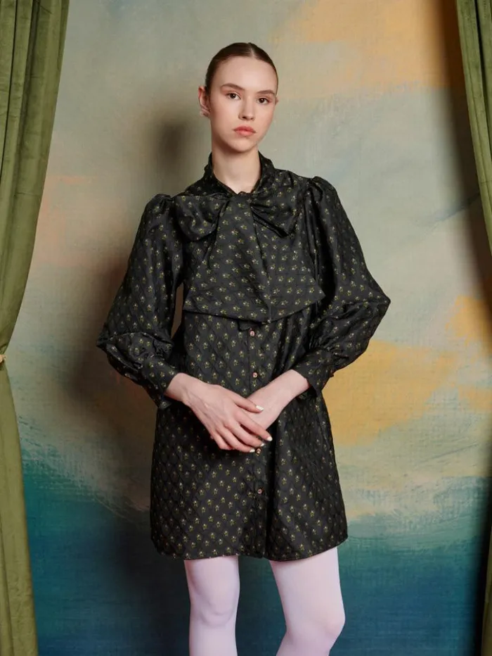 Womenswear Dresses Sister Jane Ballad Jacquard Bow Dress Coal Black