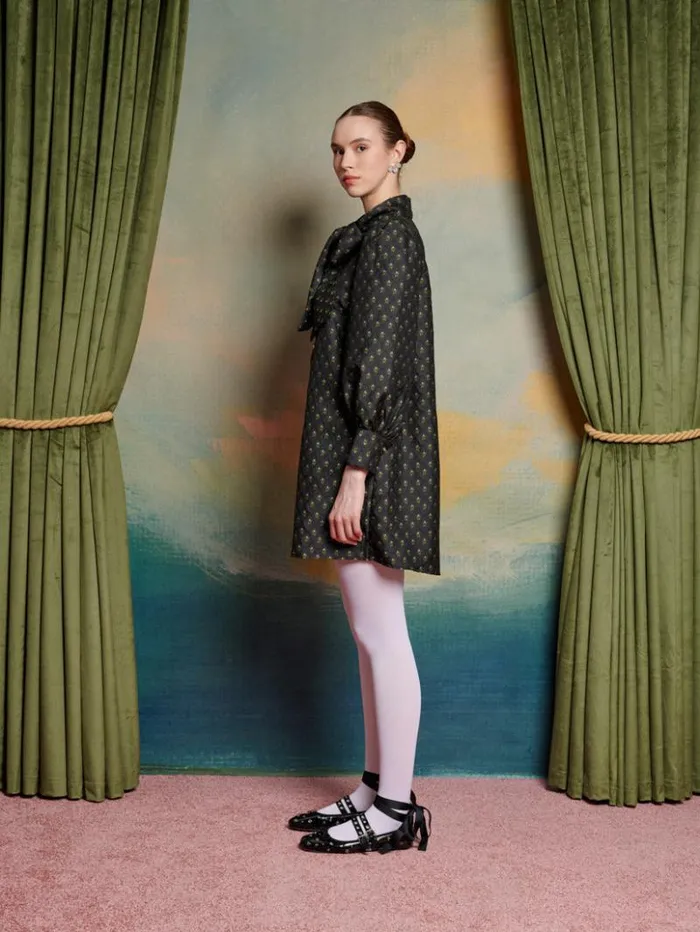 Womenswear Dresses Sister Jane Ballad Jacquard Bow Dress Coal Black