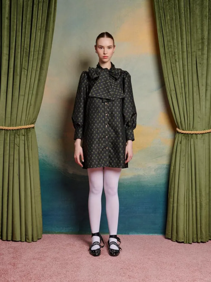 Womenswear Dresses Sister Jane Ballad Jacquard Bow Dress Coal Black