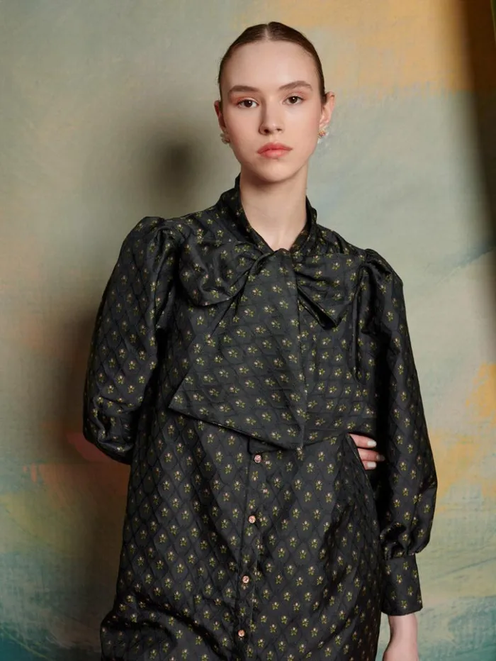 Womenswear Dresses Sister Jane Ballad Jacquard Bow Dress Coal Black