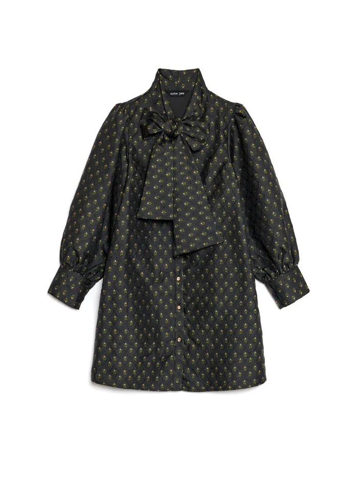Womenswear Dresses Sister Jane Ballad Jacquard Bow Dress Coal Black
