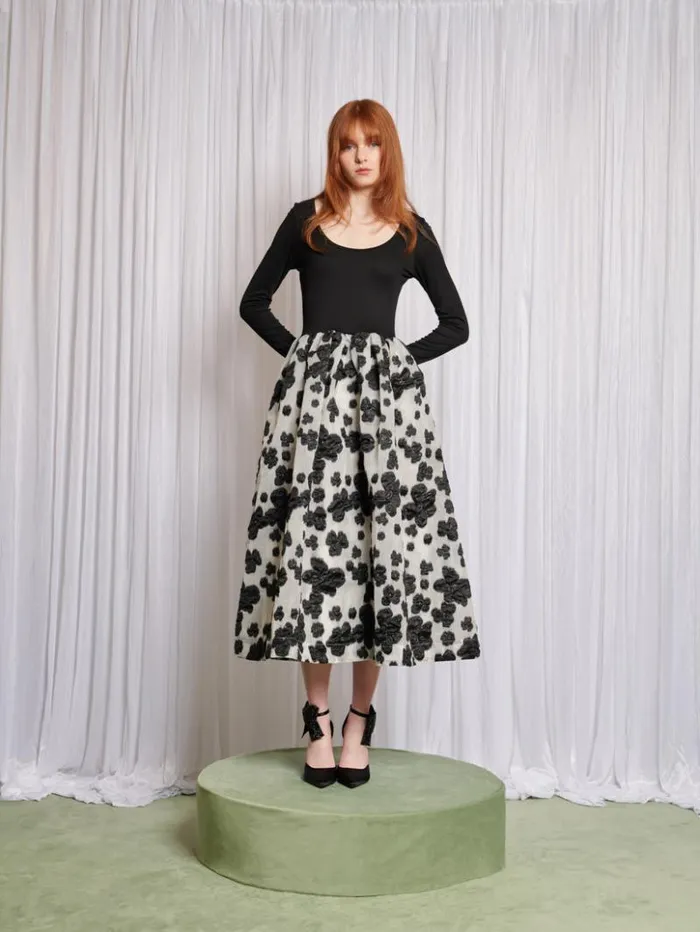 Womenswear Dresses Sister Jane Balletic Midi Dress Black and White Floral Womenswear Dresses Sister Jane Balletic Midi Dress Black and White Floral