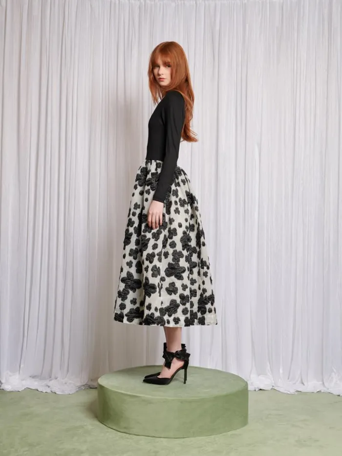 Womenswear Dresses Sister Jane Balletic Midi Dress Black and White Floral Womenswear Dresses Sister Jane Balletic Midi Dress Black and White Floral