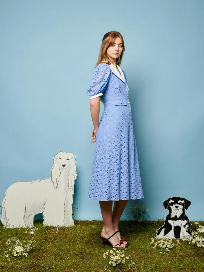 Womenswear Dresses Sister Jane Bella Lace Midi Dress Cornflower Blue Womenswear Dresses Sister Jane Bella Lace Midi Dress Cornflower Blue