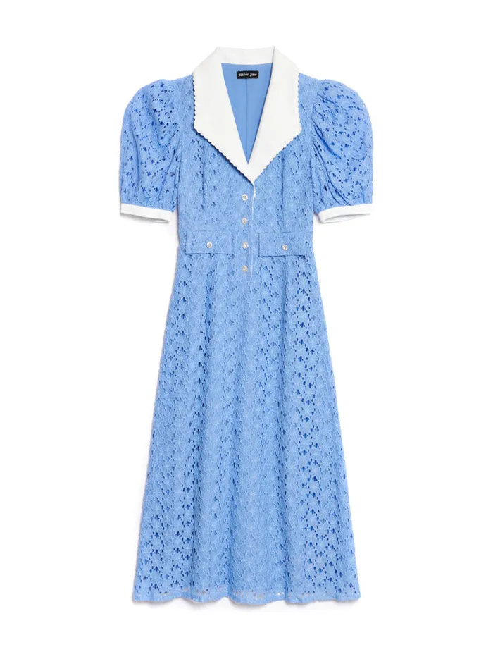 Womenswear Dresses Sister Jane Bella Lace Midi Dress Cornflower Blue Womenswear Dresses Sister Jane Bella Lace Midi Dress Cornflower Blue
