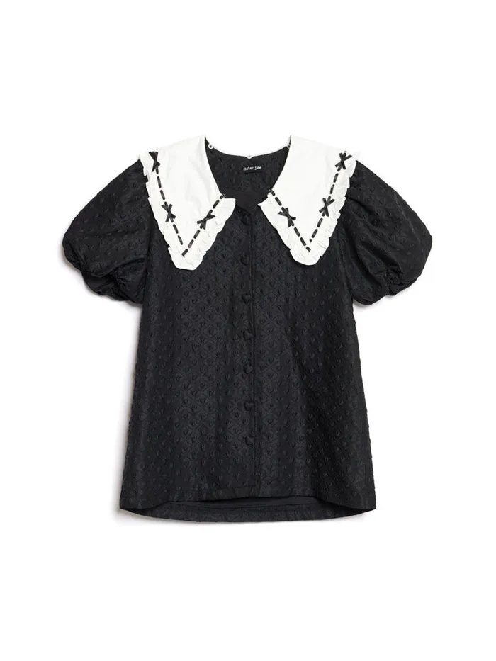Womenswear Dresses Sister Jane Bonnie Bow Collar Dress Coal Black Womenswear Dresses Sister Jane Bonnie Bow Collar Dress Coal Black