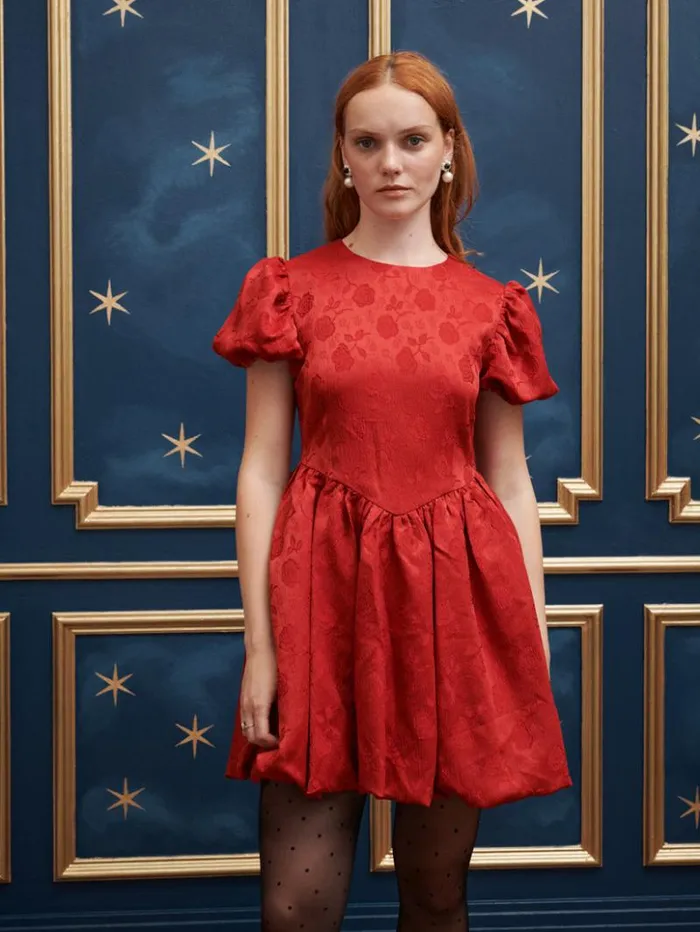 Womenswear Dresses Sister Jane Charm Jacquard Mini Dress Bordeaux Red