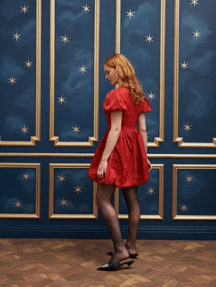 Womenswear Dresses Sister Jane Charm Jacquard Mini Dress Bordeaux Red Womenswear Dresses Sister Jane Charm Jacquard Mini Dress Bordeaux Red
