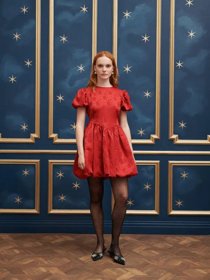 Womenswear Dresses Sister Jane Charm Jacquard Mini Dress Bordeaux Red Womenswear Dresses Sister Jane Charm Jacquard Mini Dress Bordeaux Red