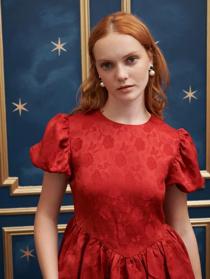 Womenswear Dresses Sister Jane Charm Jacquard Mini Dress Bordeaux Red Womenswear Dresses Sister Jane Charm Jacquard Mini Dress Bordeaux Red