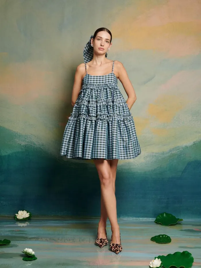 Womenswear Dresses Sister Jane DREAM Arabella Check Mini Dress Pine Green and Blue