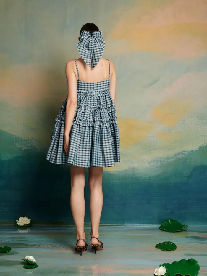 Womenswear Dresses Sister Jane DREAM Arabella Check Mini Dress Pine Green and Blue