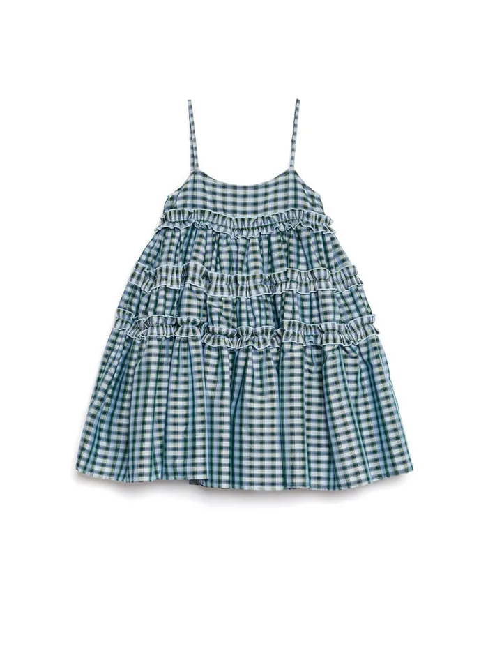 Womenswear Dresses Sister Jane DREAM Arabella Check Mini Dress Pine Green and Blue