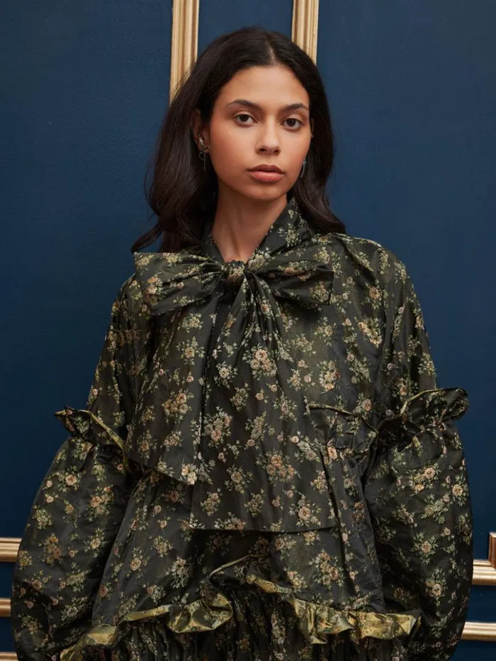 Womenswear Dresses Sister Jane DREAM Monarch Floral Jacquard Dress Old Gold Womenswear Dresses Sister Jane DREAM Monarch Floral Jacquard Dress Old Gold