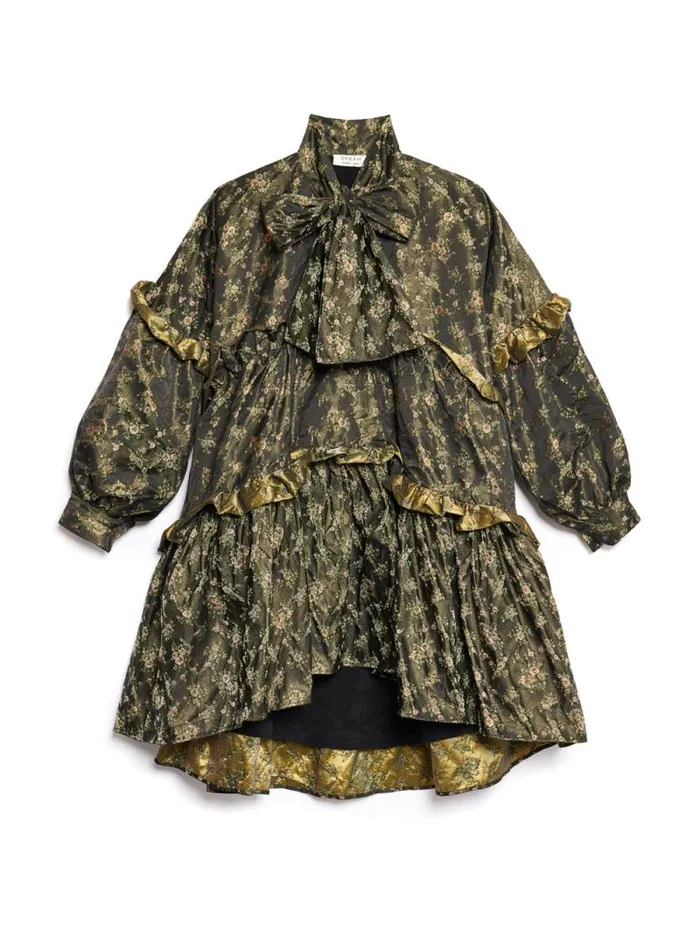 Womenswear Dresses Sister Jane DREAM Monarch Floral Jacquard Dress Old Gold Womenswear Dresses Sister Jane DREAM Monarch Floral Jacquard Dress Old Gold
