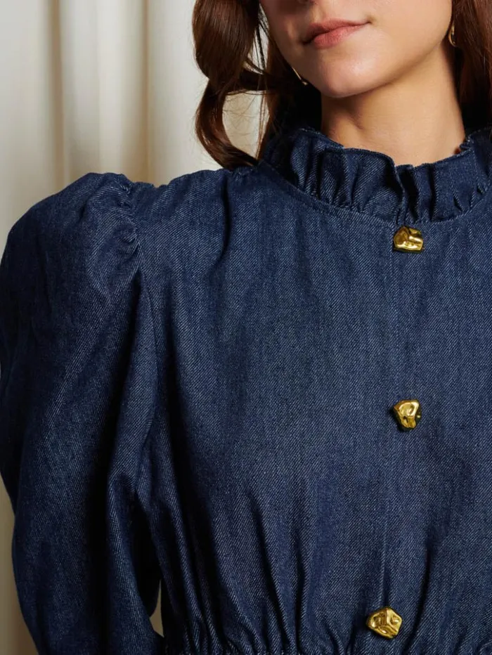 Womenswear Dresses Sister Jane Ghospell Dallin Denim Mini Dress Indigo Blue Womenswear Dresses Sister Jane Ghospell Dallin Denim Mini Dress Indigo Blue