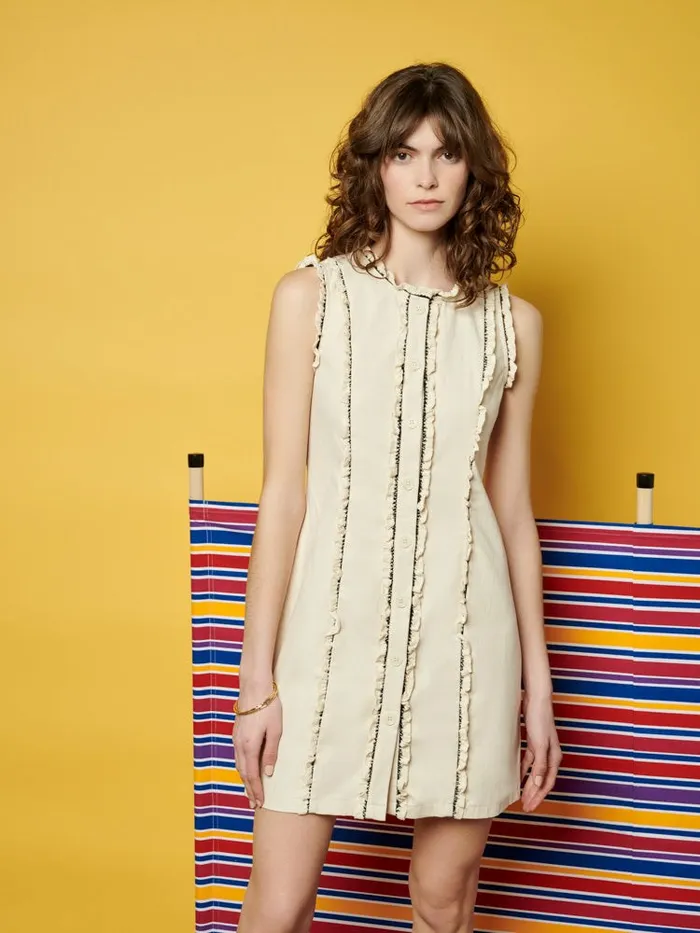 Womenswear Dresses Sister Jane Ghospell Donna Trimmed Mini Dress Parchment Beige