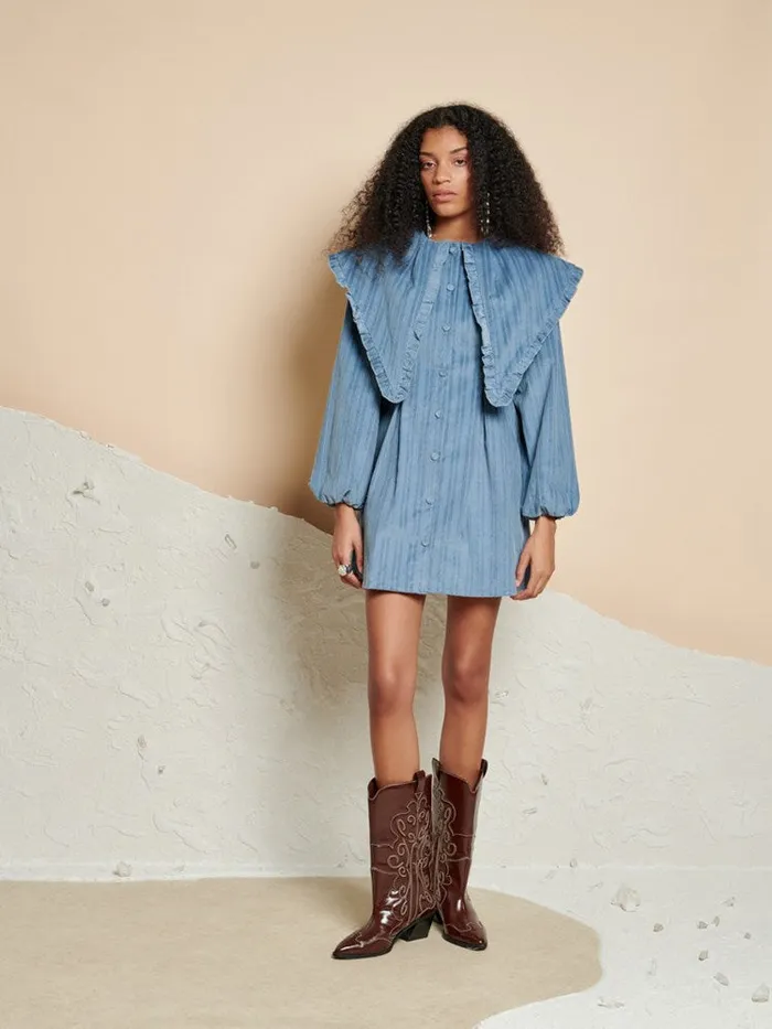 Womenswear Dresses Sister Jane Ghospell Drew Mini Dress Monument Blue Womenswear Dresses Sister Jane Ghospell Drew Mini Dress Monument Blue