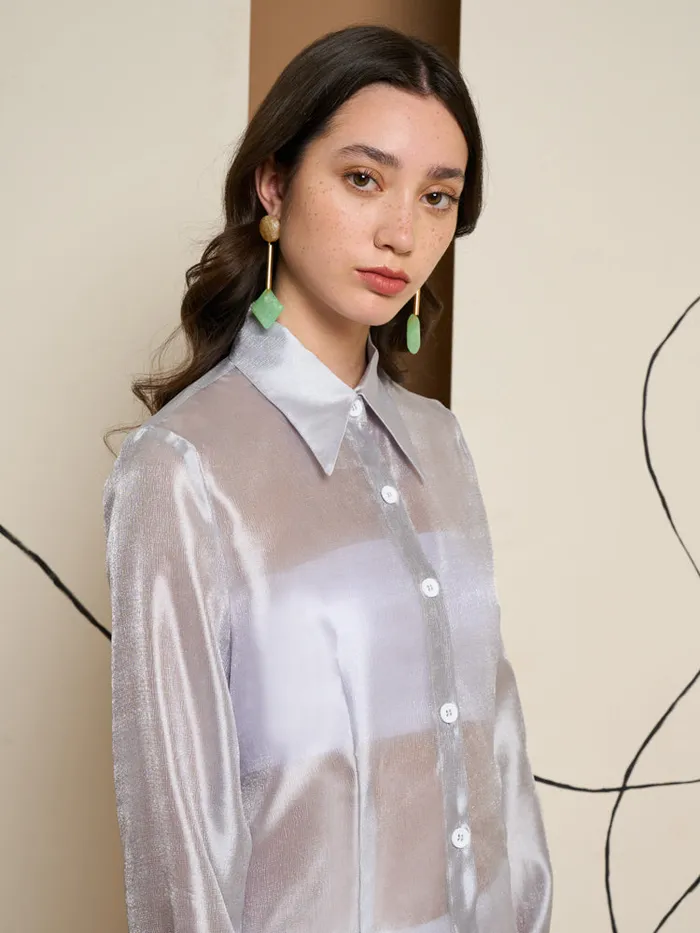 Womenswear Dresses Sister Jane Ghospell Regan Sheer Shirt Dress Silver Womenswear Dresses Sister Jane Ghospell Regan Sheer Shirt Dress Silver