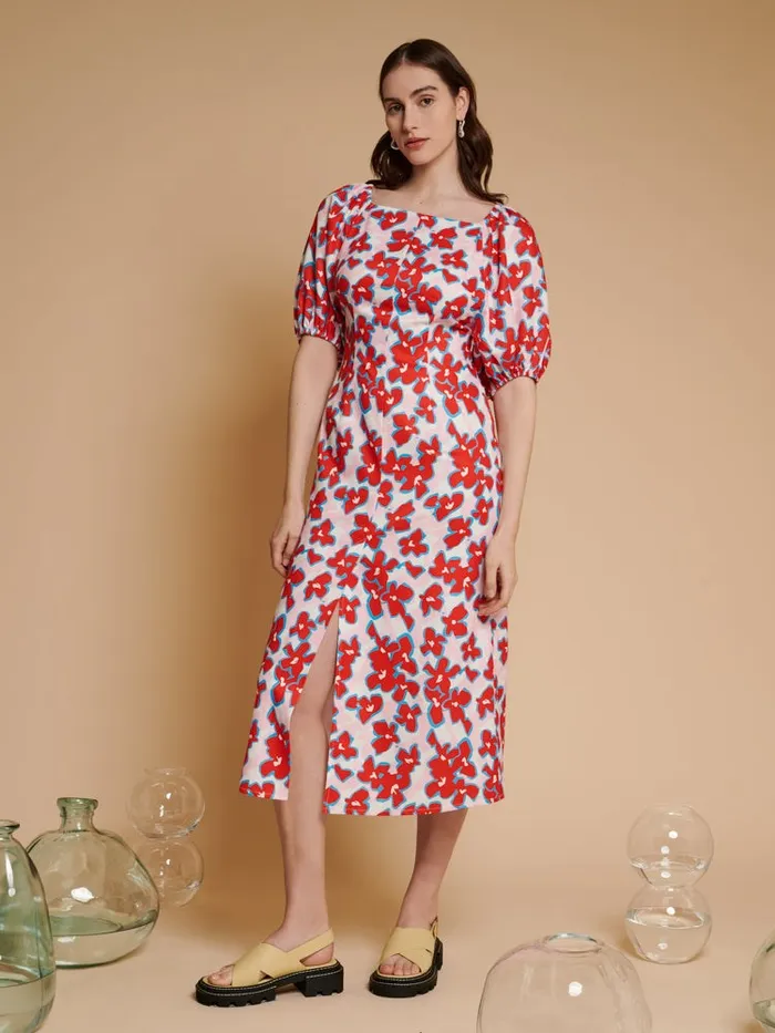 Womenswear Dresses Sister Jane Ghospell Scout Floral Midi Dress Red Pink Indigo
