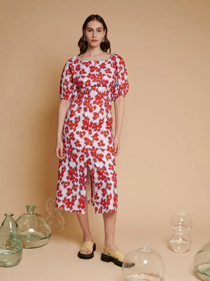 Womenswear Dresses Sister Jane Ghospell Scout Floral Midi Dress Red Pink Indigo Womenswear Dresses Sister Jane Ghospell Scout Floral Midi Dress Red Pink Indigo