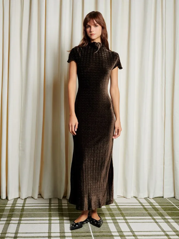 Womenswear Dresses Sister Jane Ghospell Vaila Velvet Maxi Dress Chocolate Brown