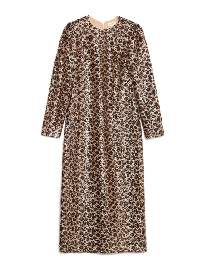 Womenswear Dresses Sister Jane Ghospell Yara Sequin Leopard Midi Dress Gold Brown Womenswear Dresses Sister Jane Ghospell Yara Sequin Leopard Midi Dress Gold Brown