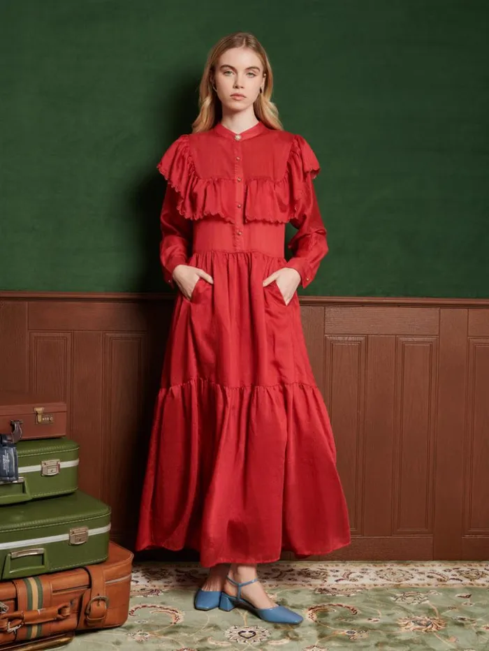 Womenswear Dresses Sister Jane Hazel Scallop Maxi Dress Carmin Red