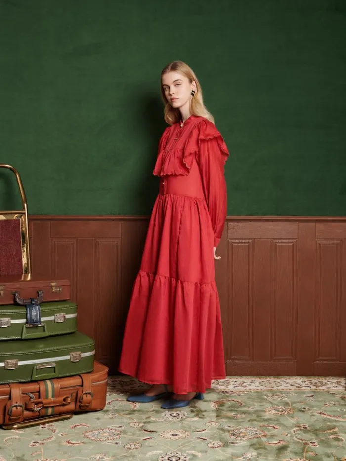 Womenswear Dresses Sister Jane Hazel Scallop Maxi Dress Carmin Red Womenswear Dresses Sister Jane Hazel Scallop Maxi Dress Carmin Red