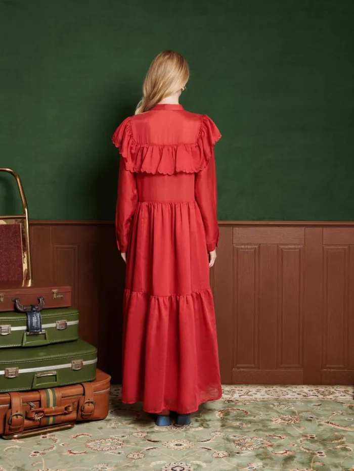 Womenswear Dresses Sister Jane Hazel Scallop Maxi Dress Carmin Red Womenswear Dresses Sister Jane Hazel Scallop Maxi Dress Carmin Red