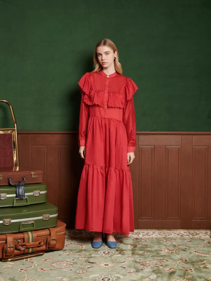 Womenswear Dresses Sister Jane Hazel Scallop Maxi Dress Carmin Red Womenswear Dresses Sister Jane Hazel Scallop Maxi Dress Carmin Red