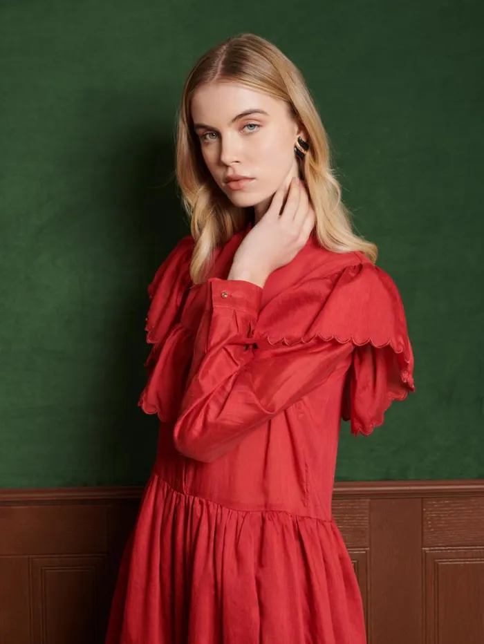 Womenswear Dresses Sister Jane Hazel Scallop Maxi Dress Carmin Red Womenswear Dresses Sister Jane Hazel Scallop Maxi Dress Carmin Red