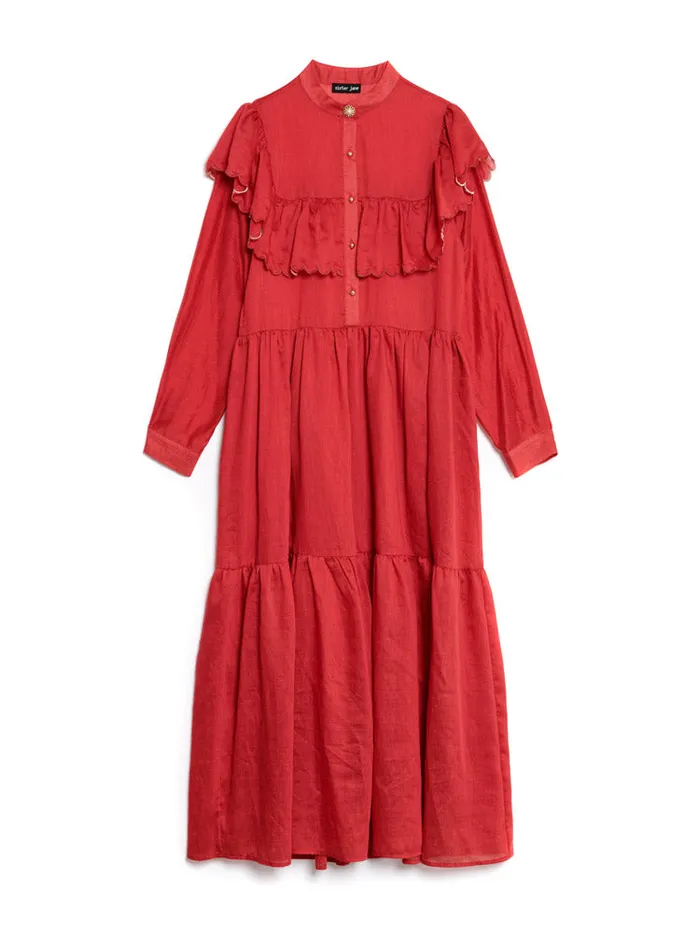 Womenswear Dresses Sister Jane Hazel Scallop Maxi Dress Carmin Red Womenswear Dresses Sister Jane Hazel Scallop Maxi Dress Carmin Red