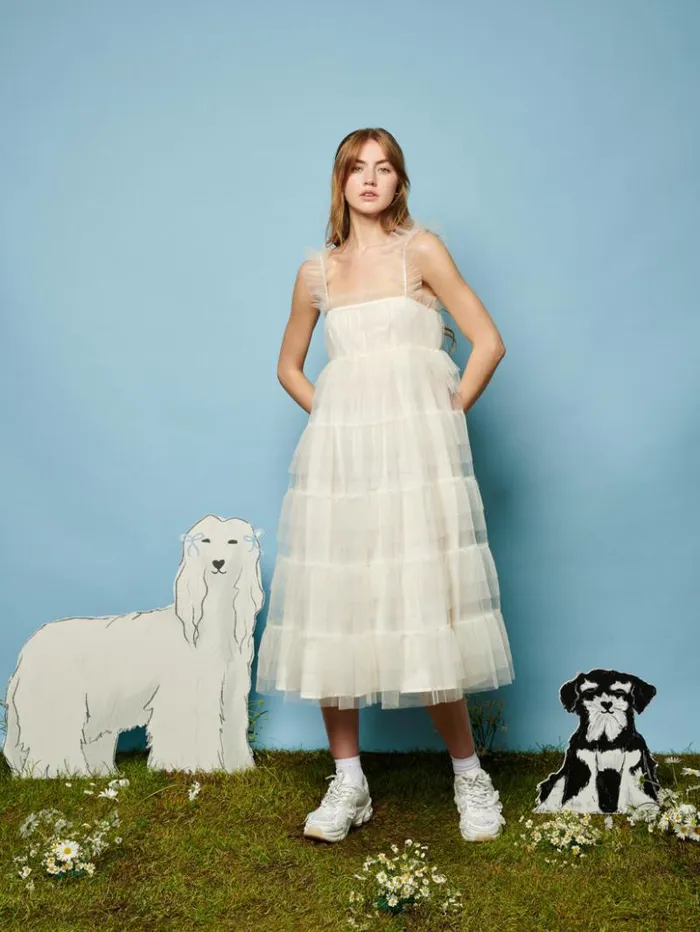 Womenswear Dresses Sister Jane Lexi Tulle Midi Dress Pearled Ivory Womenswear Dresses Sister Jane Lexi Tulle Midi Dress Pearled Ivory