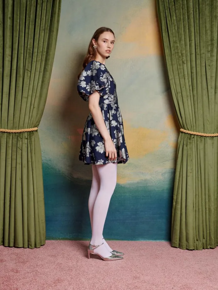 Womenswear Dresses Sister Jane Natalia Floral Jacquard Dress Floral Navy Blue Womenswear Dresses Sister Jane Natalia Floral Jacquard Dress Floral Navy Blue