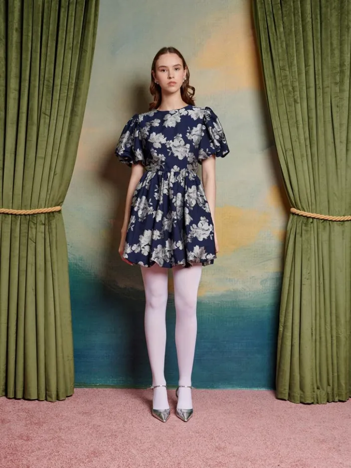 Womenswear Dresses Sister Jane Natalia Floral Jacquard Dress Floral Navy Blue Womenswear Dresses Sister Jane Natalia Floral Jacquard Dress Floral Navy Blue