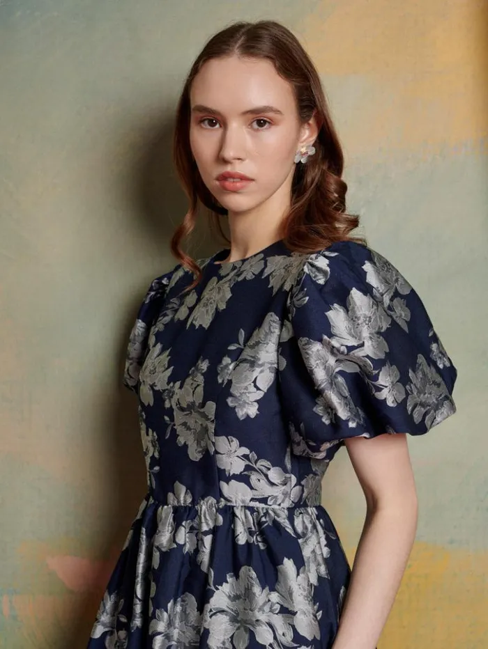 Womenswear Dresses Sister Jane Natalia Floral Jacquard Dress Floral Navy Blue Womenswear Dresses Sister Jane Natalia Floral Jacquard Dress Floral Navy Blue