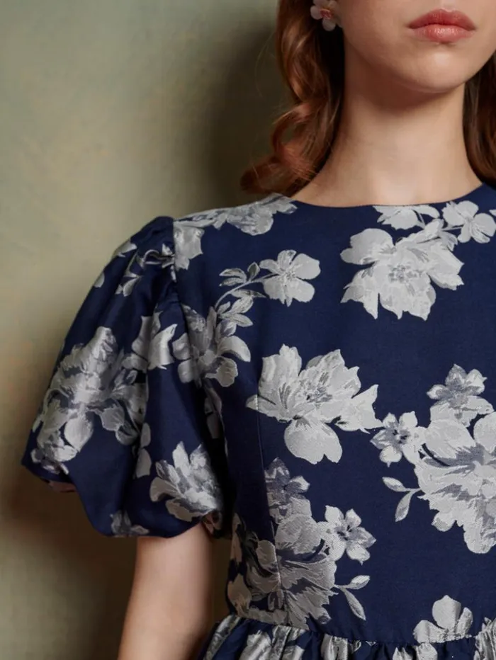 Womenswear Dresses Sister Jane Natalia Floral Jacquard Dress Floral Navy Blue Womenswear Dresses Sister Jane Natalia Floral Jacquard Dress Floral Navy Blue