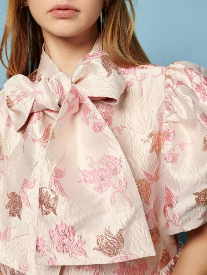 Womenswear Dresses Sister Jane Oak Flower Jacquard Dress Baby Pink Ivory Womenswear Dresses Sister Jane Oak Flower Jacquard Dress Baby Pink Ivory