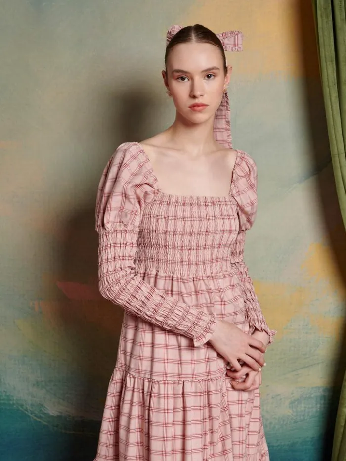 Womenswear Dresses Sister Jane Pointe Check Midi Dress Pink and Red