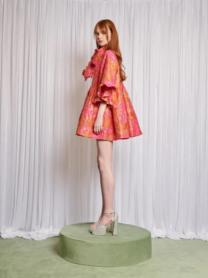 Womenswear Dresses Sister Jane Zinnia Jacquard Mini Dress Flame Orange and Bright Pink Womenswear Dresses Sister Jane Zinnia Jacquard Mini Dress Flame Orange and Bright Pink