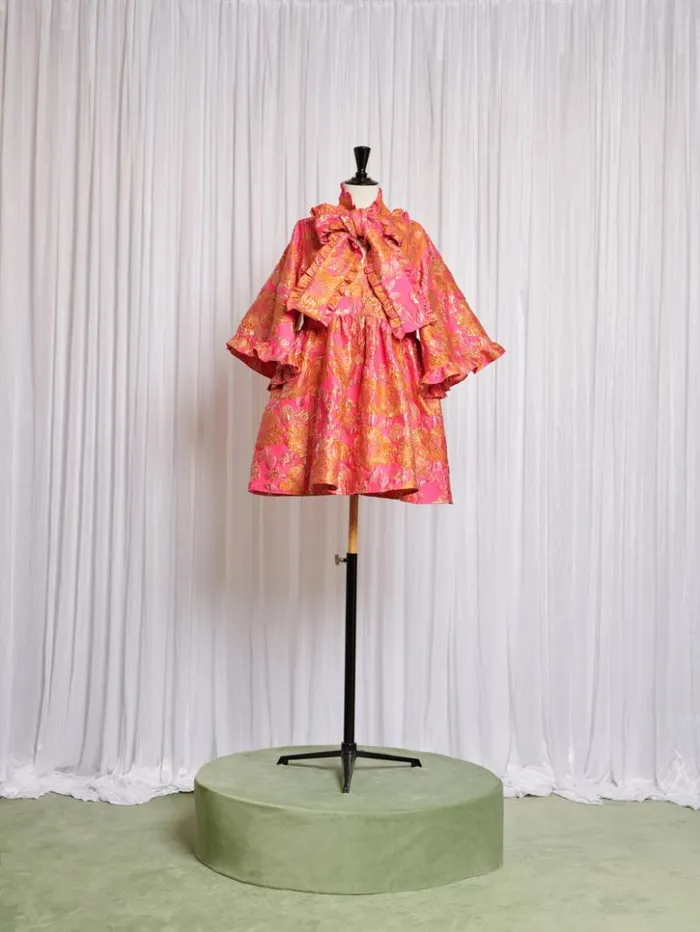 Womenswear Dresses Sister Jane Zinnia Jacquard Mini Dress Flame Orange and Bright Pink Womenswear Dresses Sister Jane Zinnia Jacquard Mini Dress Flame Orange and Bright Pink