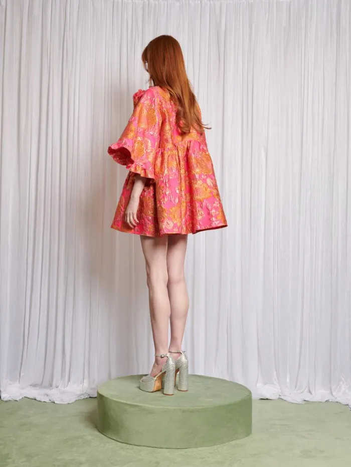 Womenswear Dresses Sister Jane Zinnia Jacquard Mini Dress Flame Orange and Bright Pink Womenswear Dresses Sister Jane Zinnia Jacquard Mini Dress Flame Orange and Bright Pink