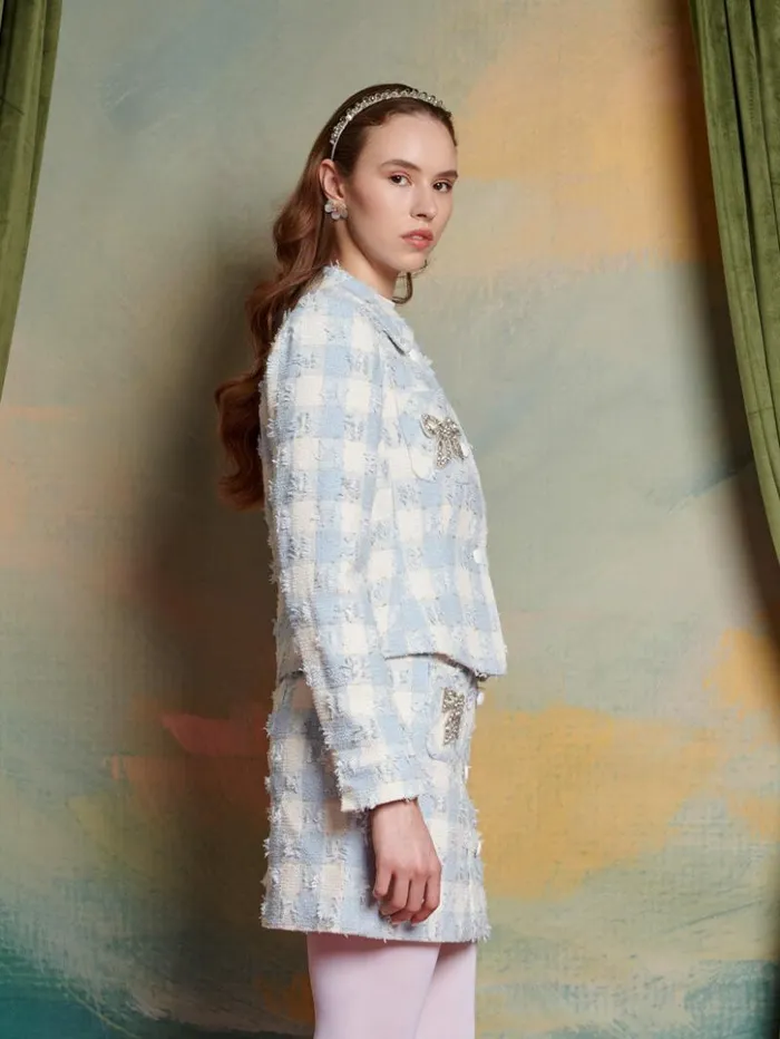 Womenswear Jackets Sister Jane Coranto Check Jacket Baby Blue Check