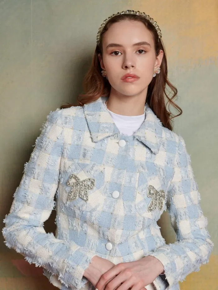 Womenswear Jackets Sister Jane Coranto Check Jacket Baby Blue Check
