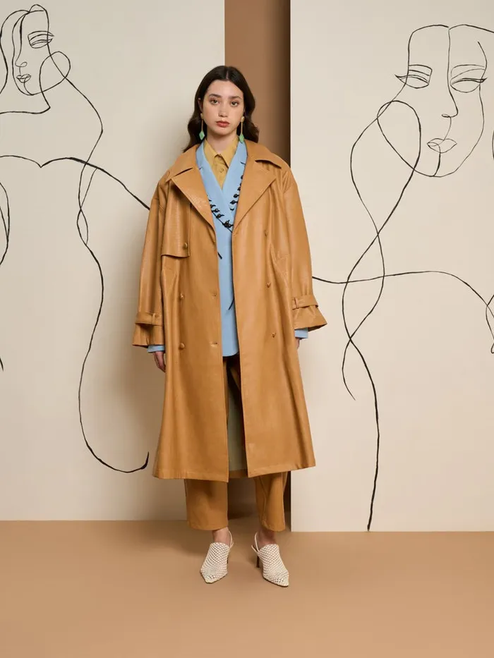 Womenswear Jackets Sister Jane Ghospell Alexa PU Trench Coat Cashew Brown Womenswear Jackets Sister Jane Ghospell Alexa PU Trench Coat Cashew Brown