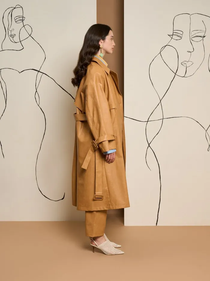 Womenswear Jackets Sister Jane Ghospell Alexa PU Trench Coat Cashew Brown Womenswear Jackets Sister Jane Ghospell Alexa PU Trench Coat Cashew Brown