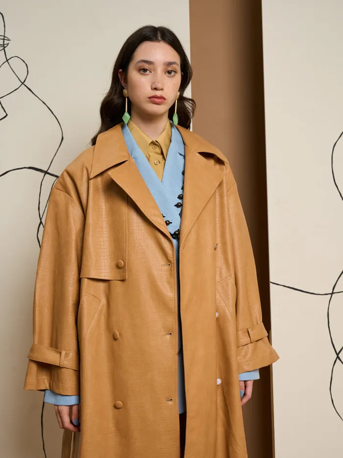 Womenswear Jackets Sister Jane Ghospell Alexa PU Trench Coat Cashew Brown Womenswear Jackets Sister Jane Ghospell Alexa PU Trench Coat Cashew Brown